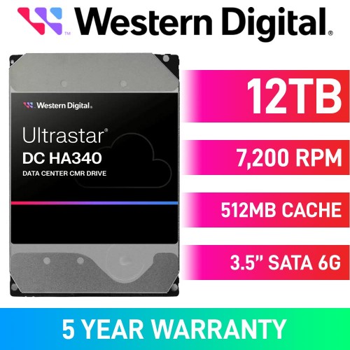 Western Digital Ultrastar DC HA340 0B47063 Hard Drive, SATA 6Gb/s, 3.5", 7200RPM — 12TB