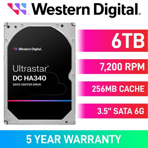 Western Digital Ultrastar DC HA340 0B47077 Hard Drive, SATA 6Gb/s, 3.5", 7200RPM — 6TB Western Digital Ultrastar DC HA340 0B47077 Hard Drive, SATA 6Gb/s, 3.5", 7200RPM — 6TB