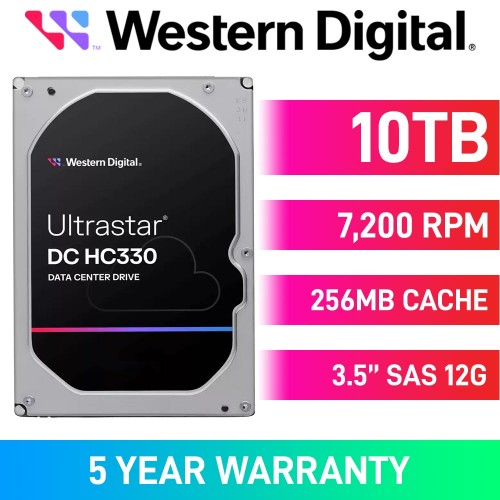 Western Digital Ultrastar DC HC330 0B42258 Hard Drive, SAS 12Gb/s, 3.5", 7200RPM — 10TB